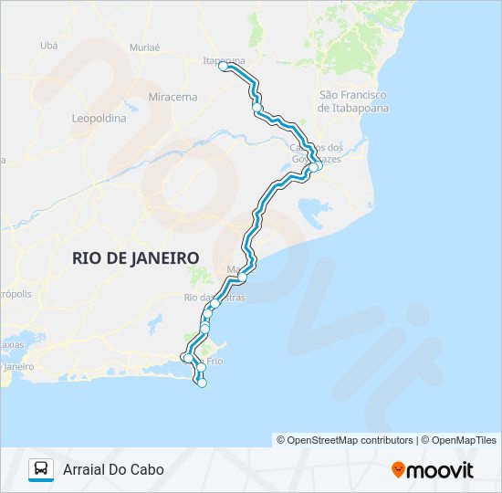 ITAPERUNA - ARRAIAL DO CABO Bus Line Map