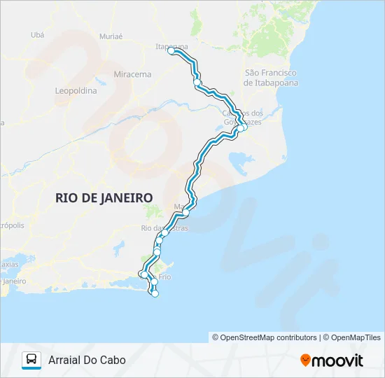 ITAPERUNA - ARRAIAL DO CABO Bus Line Map