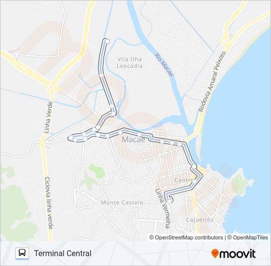 Mapa da linha A-91 de ônibus