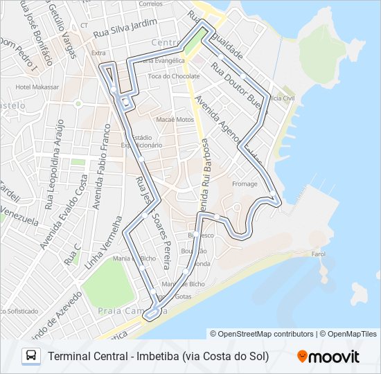 Mapa da linha C-21A de ônibus