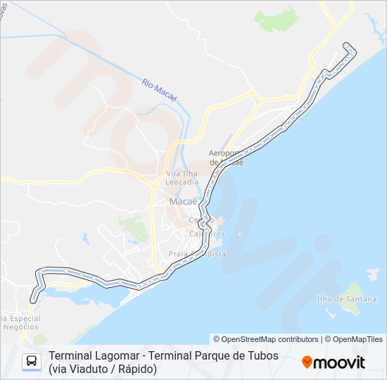 Mapa da linha T-11R de ônibus