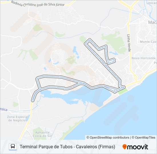 Mapa da linha T-23F de ônibus