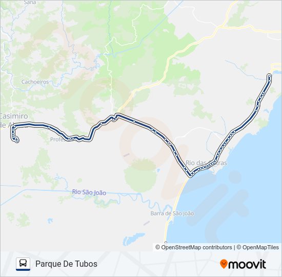 Mapa da linha B170 de ônibus
