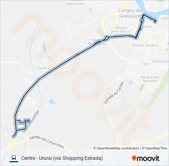 Mapa da linha 110 de ônibus