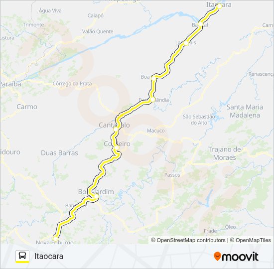 Mapa da linha ITAOCARA - FRIBURGO de ônibus
