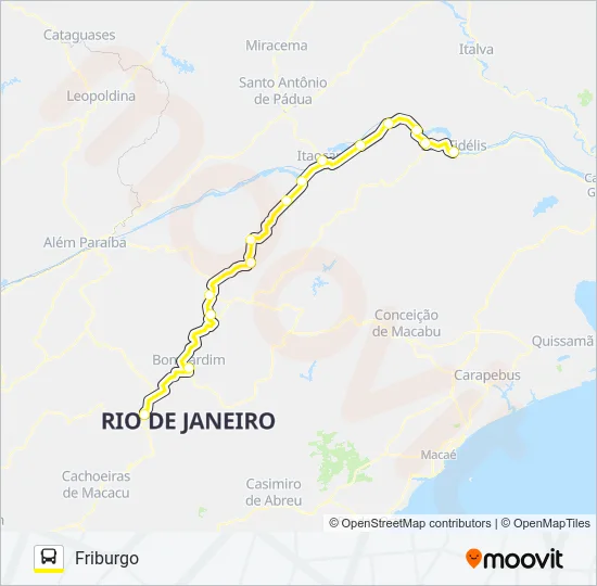 SÃO FIDÉLIS - FRIBURGO Bus Line Map