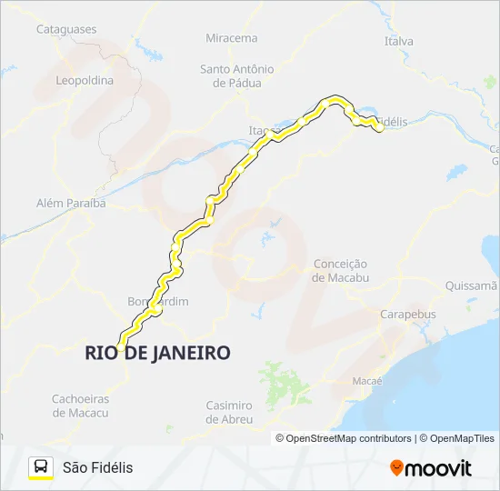 SÃO FIDÉLIS - FRIBURGO Bus Line Map