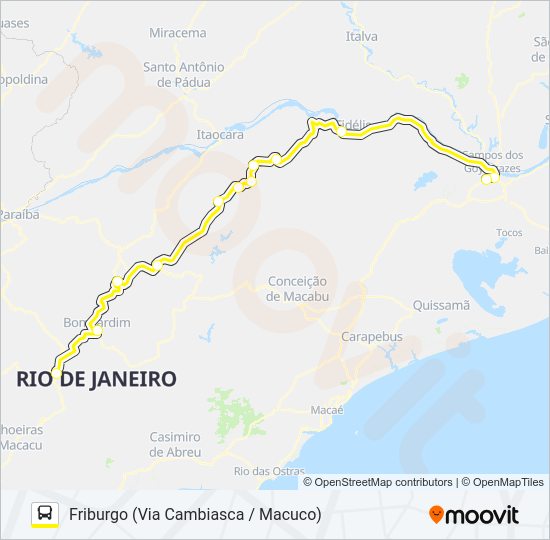 Mapa da linha CAMPOS - FRIBURGO de ônibus