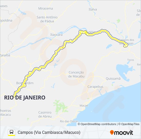 Mapa da linha CAMPOS - FRIBURGO de ônibus