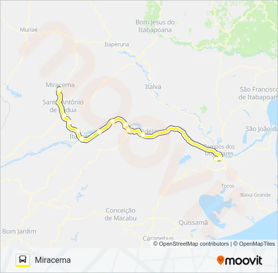 CAMPOS - MIRACEMA (VIA CAMBUCI) Bus Line Map