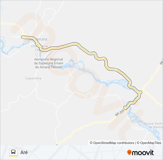 Mapa da linha 38 de ônibus