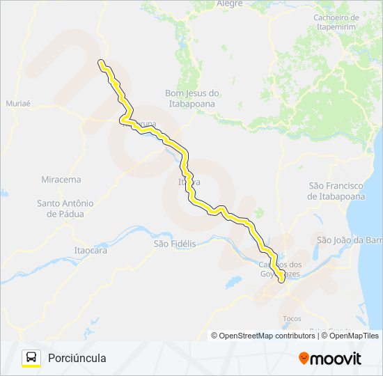 Mapa da linha N105 de ônibus