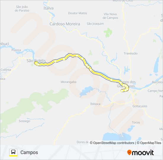 Mapa da linha N150 de ônibus