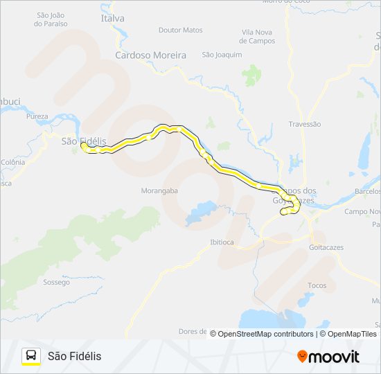 Mapa da linha N150 de ônibus