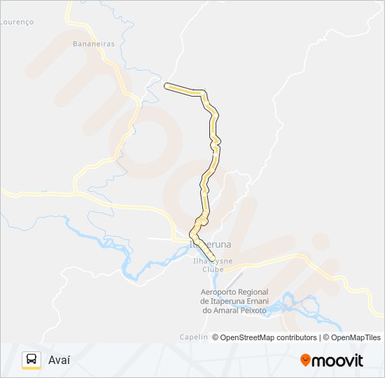 Mapa da linha 25 de ônibus