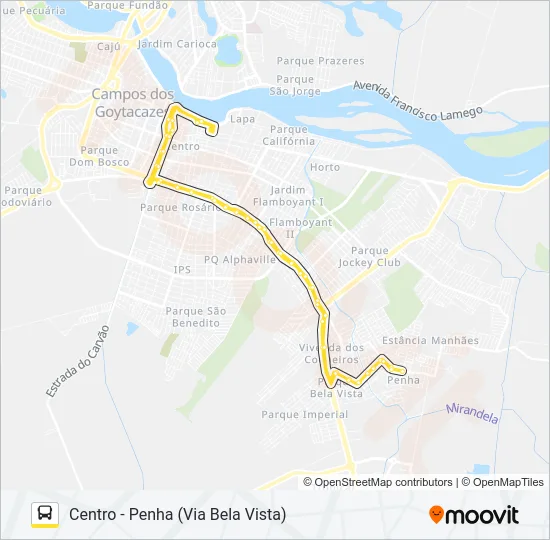 CENTRO - PENHA (VIA BELA VISTA) Bus Line Map