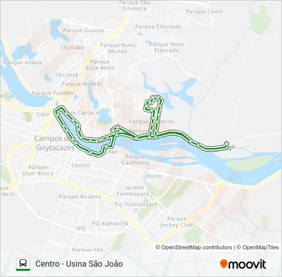 CENTRO - USINA SÃO JOÃO Bus Line Map