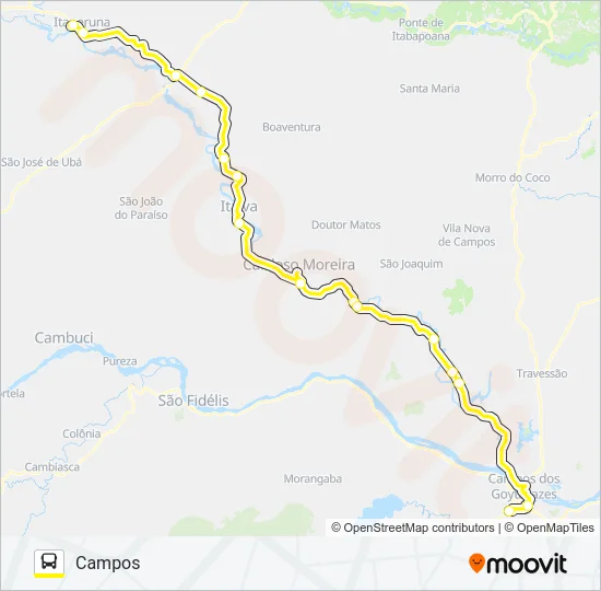 CAMPOS - ITAPERUNA Bus Line Map