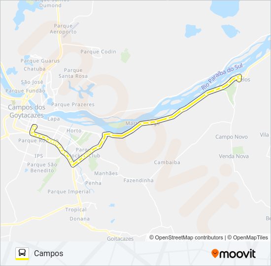 Mapa da linha N456 de ônibus