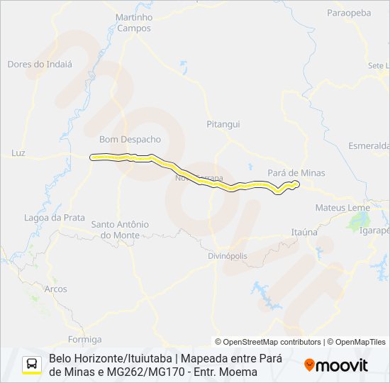 Mapa da linha GONTIJO 1156 de ônibus