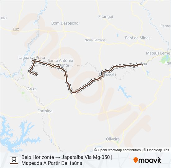 Mapa da linha SARITUR 1053 de ônibus