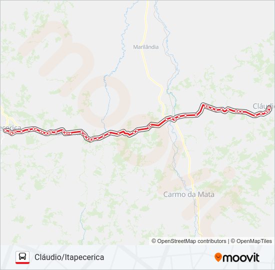 Mapa da linha TRANSMOREIRA 1130.1 de ônibus