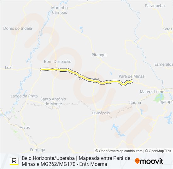 Mapa da linha GONTIJO 1104 de ônibus