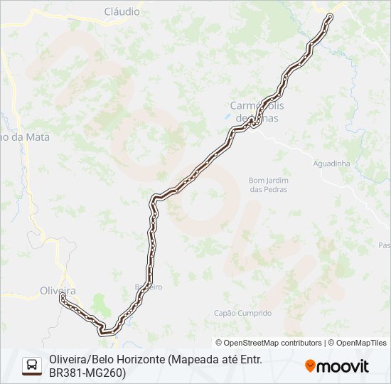 Mapa da linha SARITUR 1140 de ônibus