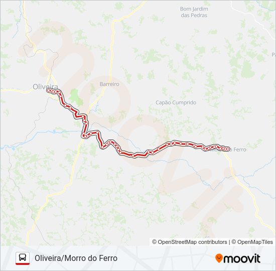 Mapa da linha MORRO DO FERRO de ônibus