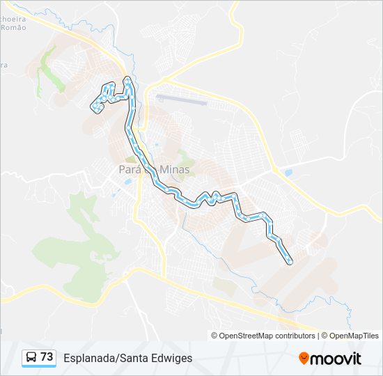 Mapa da linha 73 de ônibus