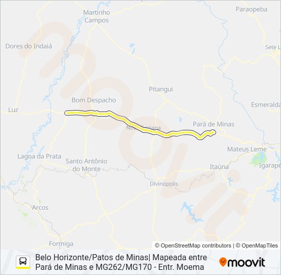 Mapa da linha GONTIJO 1073 de ônibus