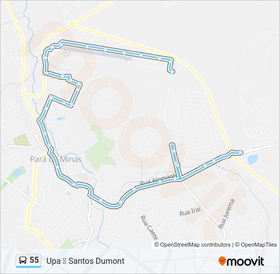 Mapa da linha 55 de ônibus