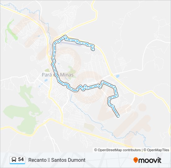 Mapa da linha 54 de ônibus