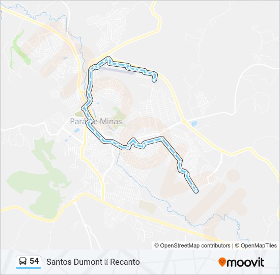 Mapa da linha 54 de ônibus