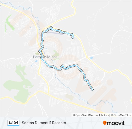 Mapa da linha 54 de ônibus