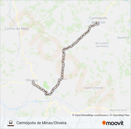 Mapa da linha SARITUR 3601.3 de ônibus