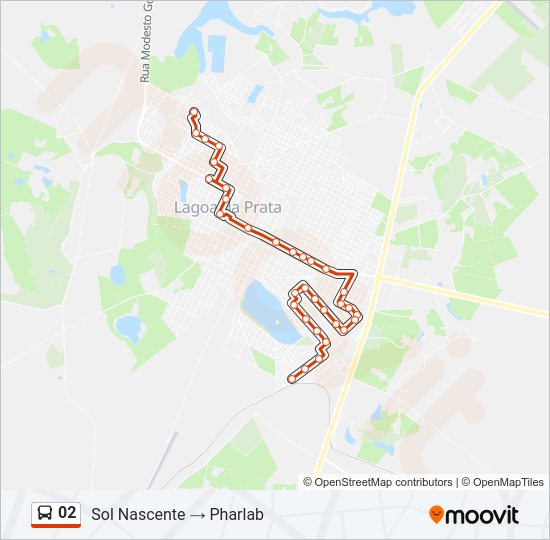 Mapa da linha 02 de ônibus