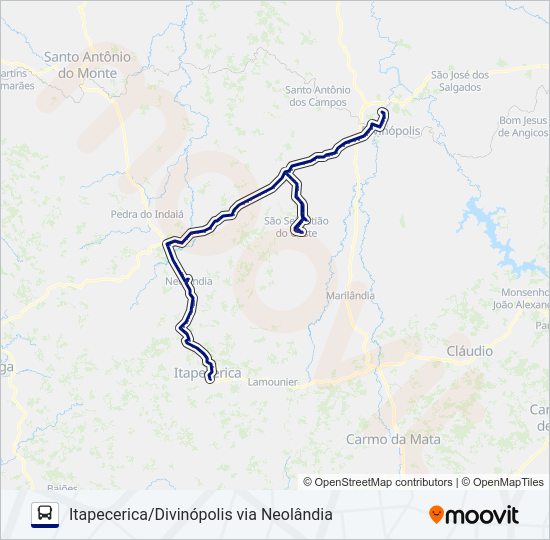 Mapa da linha SÃO CRISTÓVÃO 3044.A de ônibus