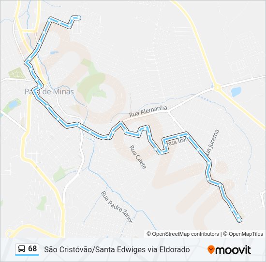 Mapa da linha 68 de ônibus