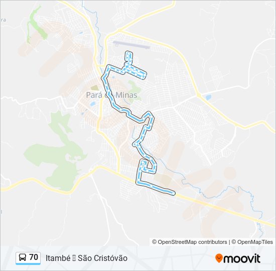 Mapa da linha 70 de ônibus