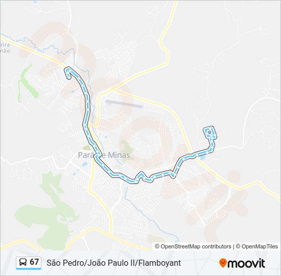 Mapa da linha 67 de ônibus