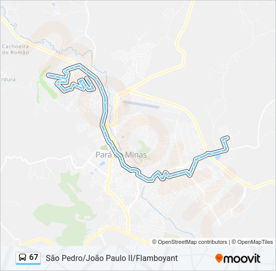 Mapa da linha 67 de ônibus