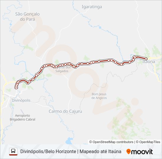Mapa da linha TEIXEIRA 1089 de ônibus