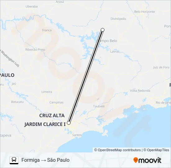 FORMIGA X SÃO PAULO Bus Line Map