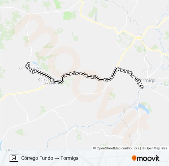 Mapa de FORMIGA X CÓRREGO FUNDO de autobús