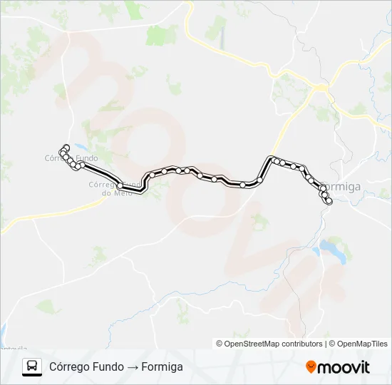 FORMIGA X CÓRREGO FUNDO Bus Line Map