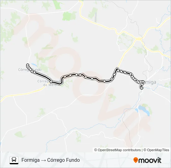 FORMIGA X CÓRREGO FUNDO Bus Line Map