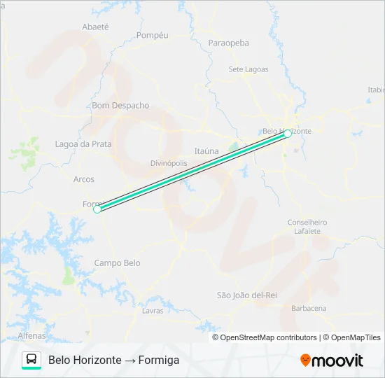 FORMIGA X BELO HORIZONTE Bus Line Map