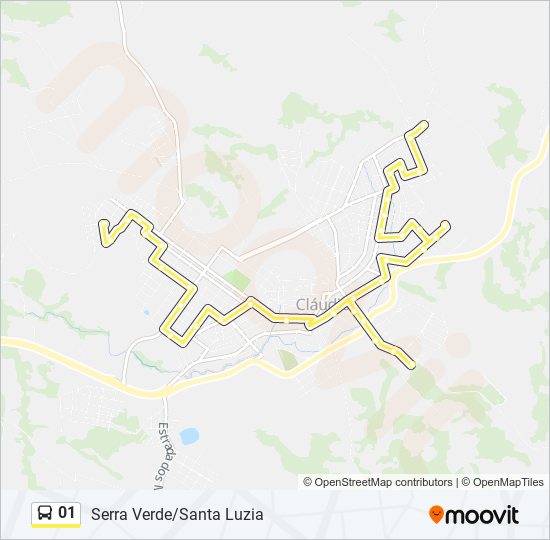 Mapa da linha 01 de ônibus