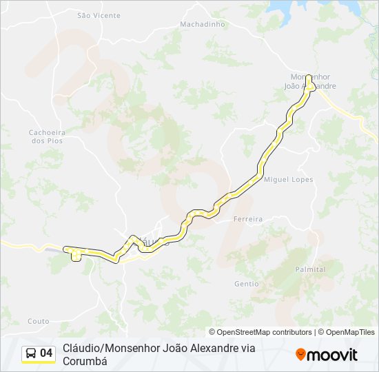 Mapa da linha 04 de ônibus